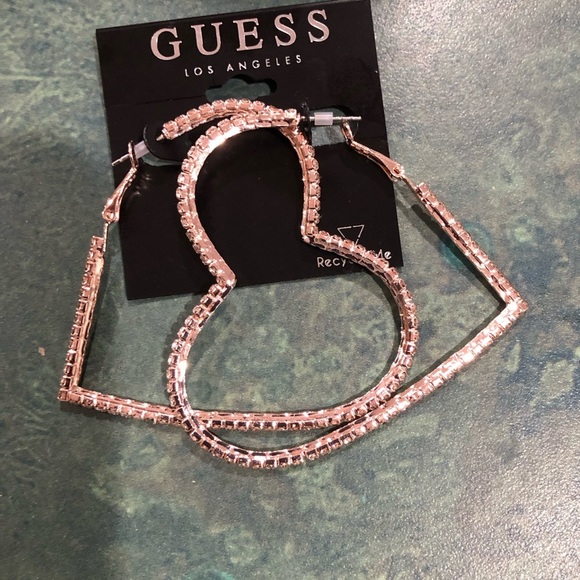 Guess heart shaped crystal rhinestone bling cubic zirconia earrings new - Picture 8 of 13